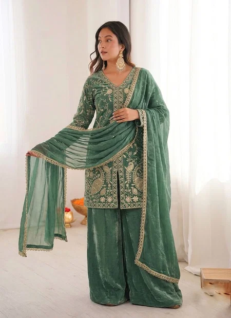 Jf 043 Pure Fendy Silk With Heavy Embroidery Work Readymade Suits Wholesale Online
